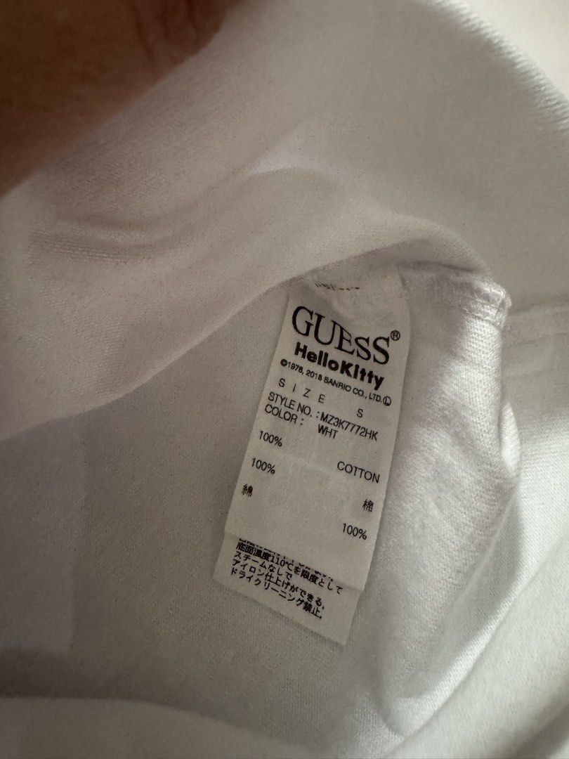 Guess X Hello Kitty tshirt (Category: Shirts) located in Valenzuela. Submitted by shop.spark.joy (Listing ID 1462562422, Image 3). Description: L- 28 in W- 21 in.