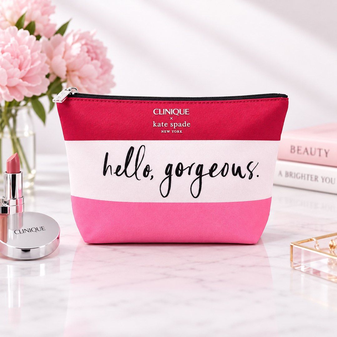 GWP items FIXED PRICE — WHOLESALE PRICE ALREADY! (Category: Purses & Pouches) located in Orani. Submitted by lovely.items1983 (Listing ID 1462507206, Image 1). Description: ❌✨ ₱180 FIXED PRICE — WHOLESALE PRICE ALREADY! ✨❌ ✨ Clinique x Kate Spade “Hello, Gorgeous” Cosmetic Pouch ✨ Pretty, practical, and perfect for your everyday beauty essentials! 💕👜 💄 Perfect for makeup, skincare, or travel essentials ✨ Chic and easy to carry Perfect little p