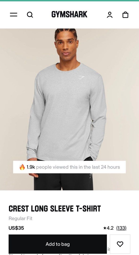 Gymshark Crest Long Sleeve Light Grey (Category: Activewear) located in Manila. Submitted by _upstylethriftandcraft (Listing ID 1462469941, Image 1). Description: Gymshark Crest Long Sleeve Light Grey Size medium on tag Width - 21" Length - 28" No issue Excellent condition.