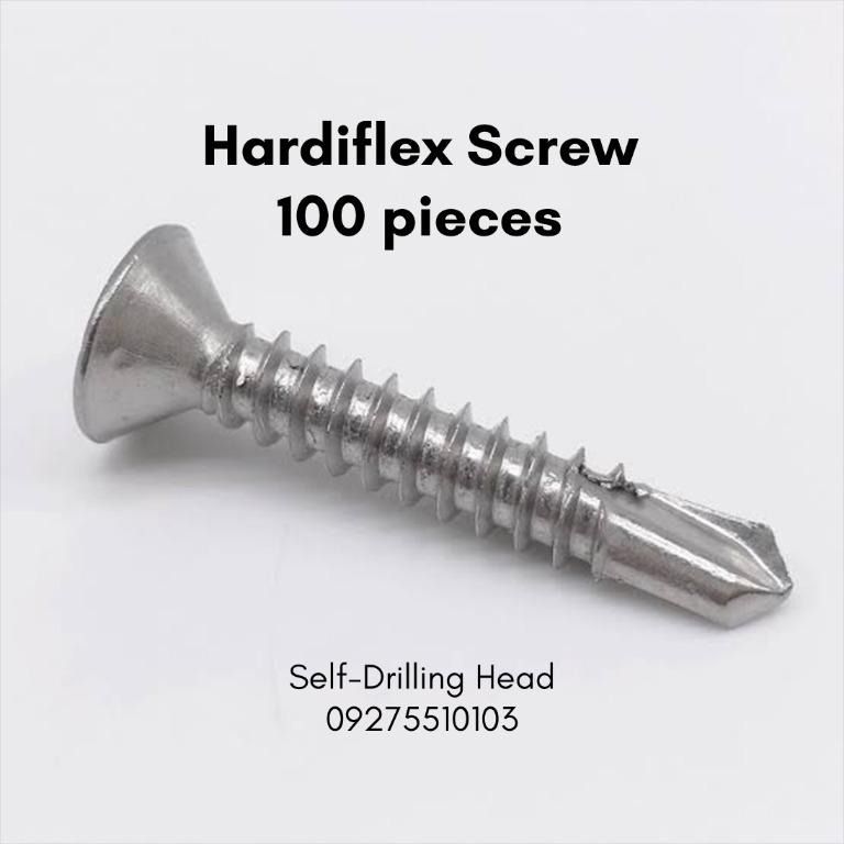 Hardiflex Self-Drilling Screws - 100 Pieces (Category: Craft Supplies & Tools) located in Quezon City. Submitted by ultrapetronne (Listing ID 1462444240, Image 2). Description: Screw Type: Hardiflex Screw Head Type: Self-Drilling Head Colour: Silver Material: Zinc 7 x 3/4 - P35 7 x 1 - P45 7 x 1 1/4 - P55 7 x 1 1/2 - P60.