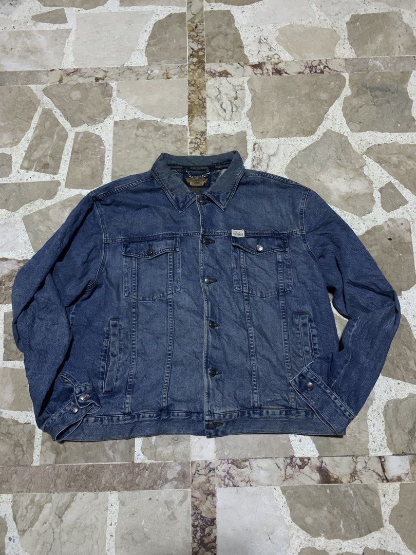 Harley davidson denim jacket vintage (Category: Coats, Jackets and Outerwear) located in Manila. Submitted by adreamthrift27 (Listing ID 1462627685, Image 1). Description: harley davidson denim flame jacket 2003 size:Xl dimes:24.5x26 need wash only complete buttones nego just offer .