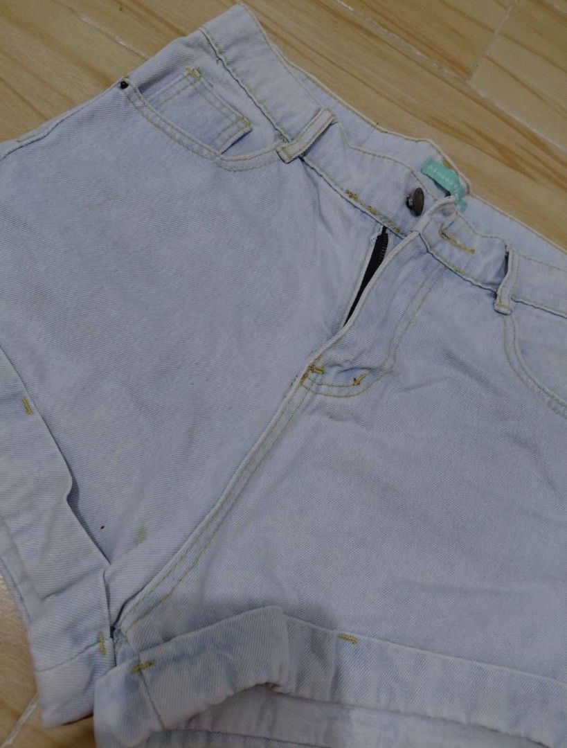 Highwaisted denim shorts (Category: Shorts) located in Naga. Submitted by actinggrandmaster_jean (Listing ID 1462649971, Image 2). Description: Decluttering, wit minimal stains. 30 inches...