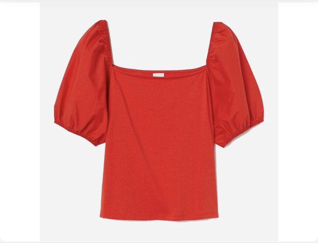 H&M Red Puff Sleeve Square Neck Top (Category: Blouses) located in Antipolo. Submitted by harlowwillow (Listing ID 1462465546, Image 1). Description: NO TO LOW BALLERS Large on Tag W 19” L 20” Viscose Cotton - Cute red top with stylish puff sleeves. - Features a flattering square neckline. - Perfect for dressing up or down. - Easily pairs with jeans or skirts. - Made with comfortable fabric. All sales are Final.