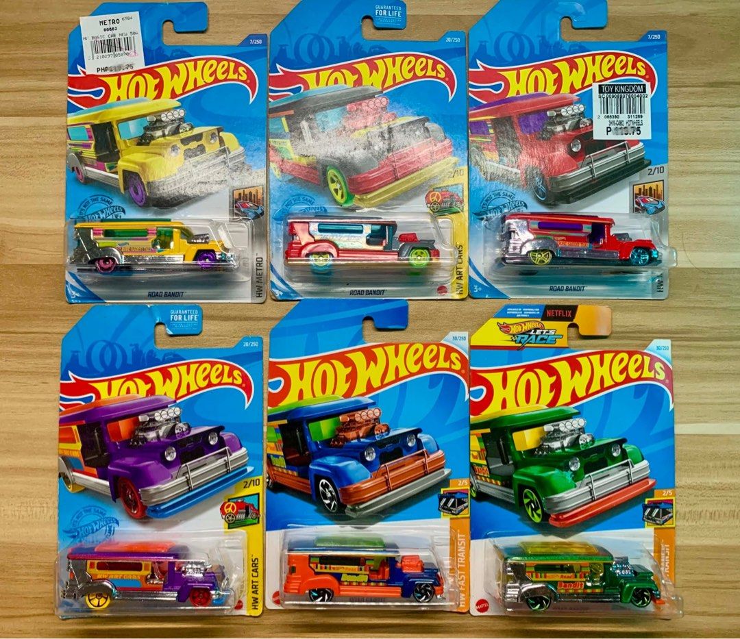 Hot Wheels Road Bandit Jeepney Set (Category: Vehicle & Diecast Models) located in Quezon City. Submitted by pupuykid (Listing ID 1462610782, Image 1). Description: Condition: Soft corners due to age. Green bandit has crack blister. Rare items, hard to find! Price is firm. Sold as set only. 📍 Cubao, Quezon city 📦 Shipping via ride hailing apps or LBC.