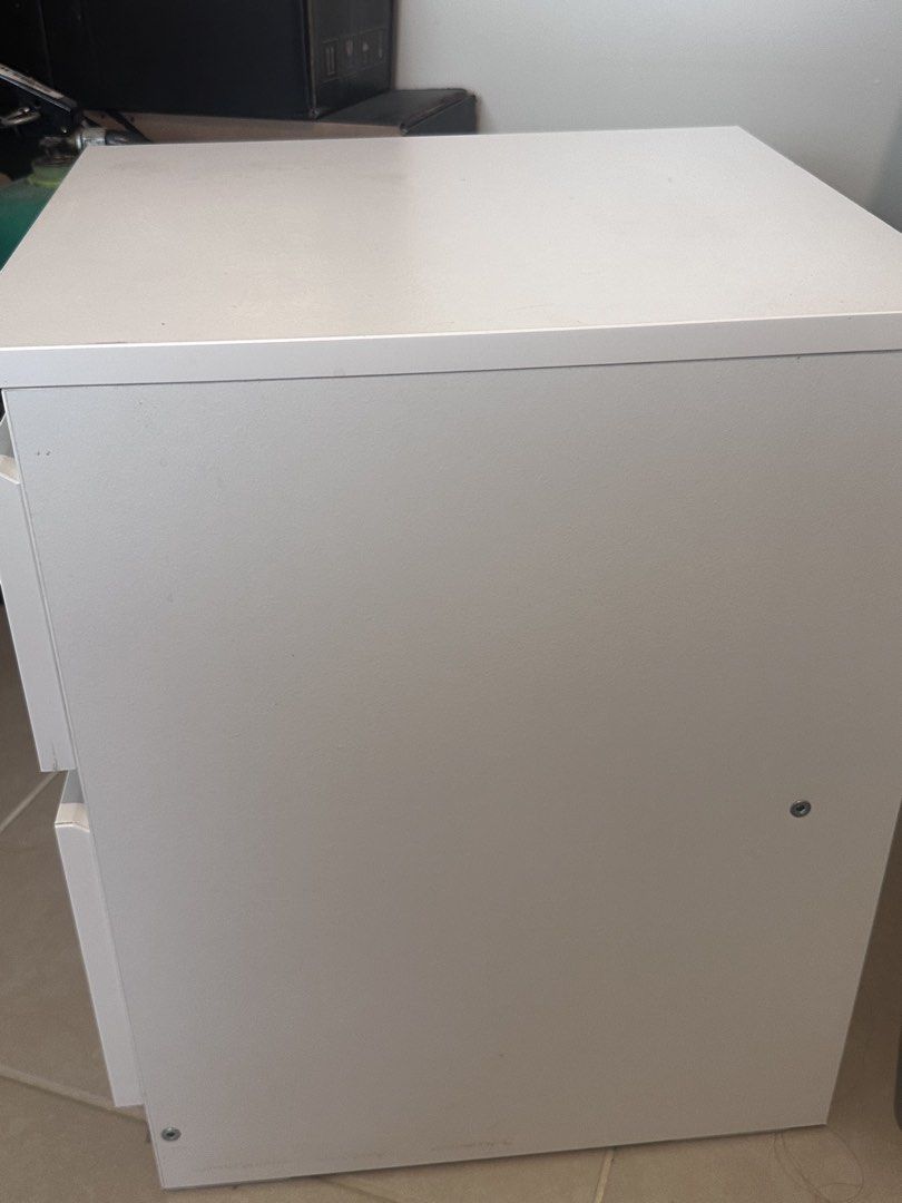 Ikea KULLEN White 2-Drawer Nightstand (Category: Shelves, Cabinets & Racks) located in Taguig. Submitted by beatrizangela (Listing ID 1462492820, Image 2). Description: - White two-drawer unit - Versatile: Use as a filing cabinet or nightstand - Minor scuffs / stains on the top surface (3rd photo) pickup location: BGC TAGUIG .