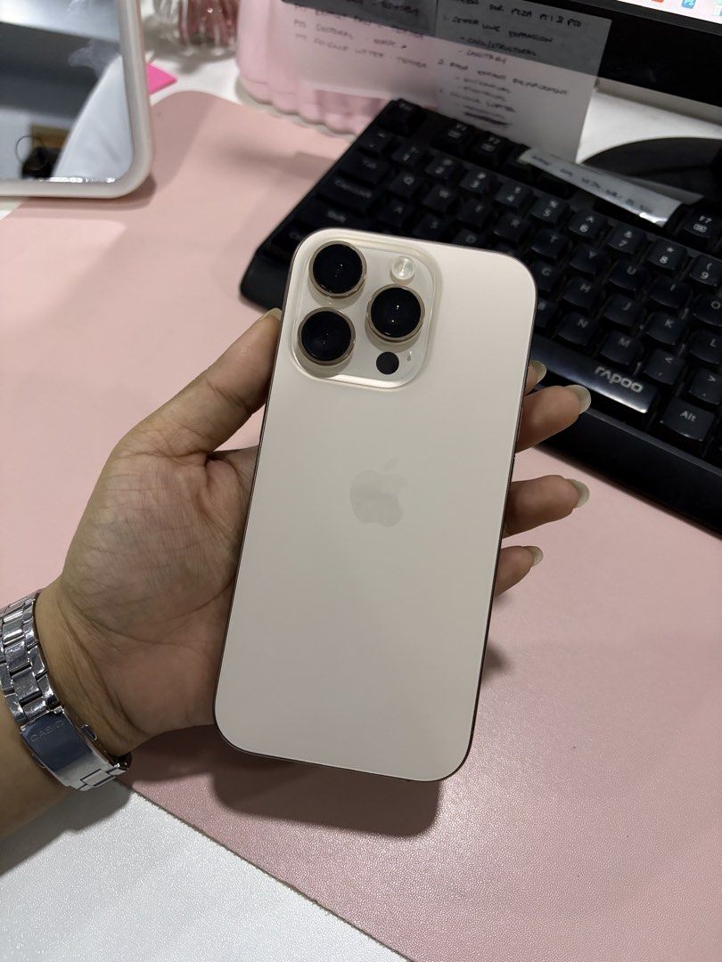 iPhone 16 pro (Category: Cases & Sleeves) located in Cavite. Submitted by markangelreyes04 (Listing ID 1462547405, Image 3). Description: IPHONE 16 PRO 128GB 91% BATTERY HEALTH NO HISTORY OF REPAIR NTC APPROVED LOCAL VARIANT COMPLETE PACKAGE ORIGINAL BOX .
