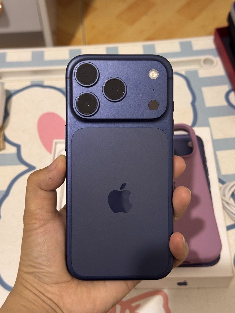 iPhone 17 Pro 256Gb (Not Max) NTC Local Variant (Category: iPhone 17 Series) located in Taguig. Submitted by mariannejulia_23 (Listing ID 1462610356, Image 1). Description: FOR SALE RUSH!! ₱62,000 Only iPhone 17 Pro (not max) (Deep Blue) (open for swap ios to ios) - No issue No Dents No Scratches - 256Gb storage - Openline Anysim No Sim Restriction - 100% Battery health - 4X/A Local variant - Under Apple Warranty till 2027 COMPLETE PACKAGE Orig B