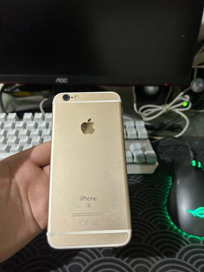 iphone 6s (Category: iPhone 6 Series) located in Manila. Submitted by kgonzales.2nd (Listing ID 1462540526, Image 1). Description: FOR SALE‼️‼️‼️ IPHONE 6S 32GB FU ( ANYSIM ) 100% BATTERY HEALTH ✅ TOUCH ID WORKING ✅ FRONT & BACK CAM MALINAW ISSUE: DENTS ONLY ₱2,300.