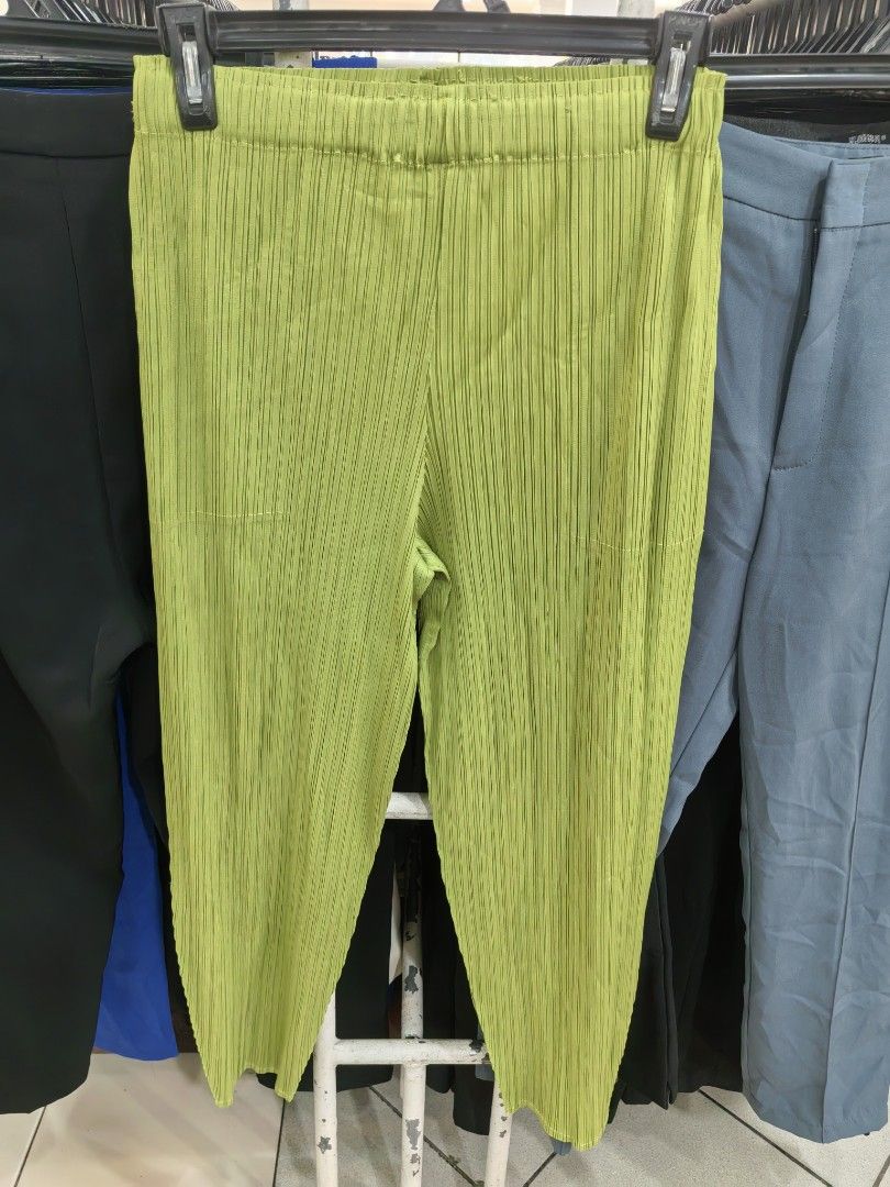 Issey Miyake Pleats Please Pants Size 2 Lime Green (Category: Other Bottoms) located in Batangas. Submitted by human.made (Listing ID 1462455838, Image 1). Description: - Brand: Issey Miyake - Style: Classic Pleats Please - Color: Lime Green - Size: 2 - Material: 100% Polyester - Origin: Made in Japan - Care: Easy care, follow tag instructions - Perfect for: Everyday wear - LEGIT/OFF.