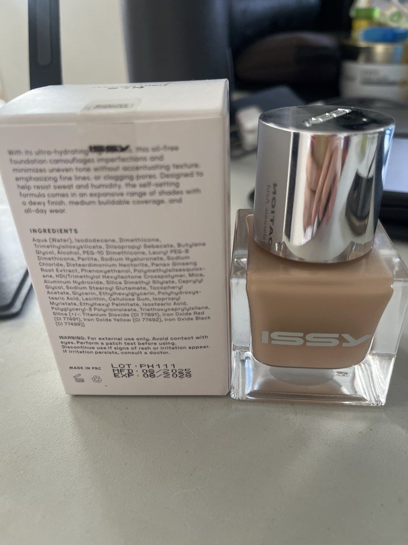 Issy Foundation NL2 Light Neutral (Category: Makeup) located in Mexico. Submitted by cjfvee (Listing ID 1462457197, Image 3). Description: - Issy Foundation - Shade: NL2 Light Neutral - Comes with original box; expiry is on August 2028 - I just swatched it; shade is too orangey on me ☹️ - I just used 2-3 light pumps to swatch - Negotiable for sure buyer MOP : bank transfer or Gcash Buyer shall shoulder pickup or shipping fee..