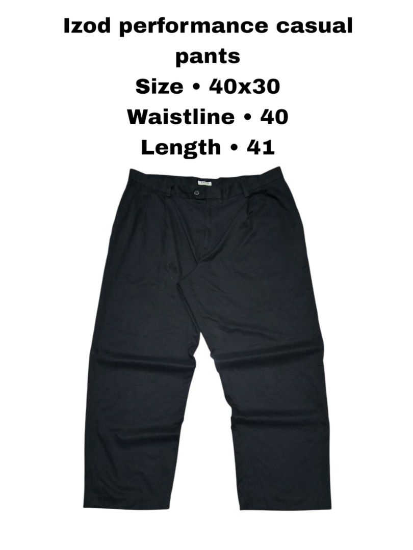 Izod Performance Casual Pants 40x30 Black (Category: Activewear) located in Magdalena. Submitted by magdalenathrift20 (Listing ID 1462566679, Image 1). Description: - Brand: Izod - Type: Performance Casual Pants - Size: 40x30 - Waist: 40 inches - Length: 41 inches - Color: Black - Origin: Made in Bangladesh - Ideal for: Everyday wear.