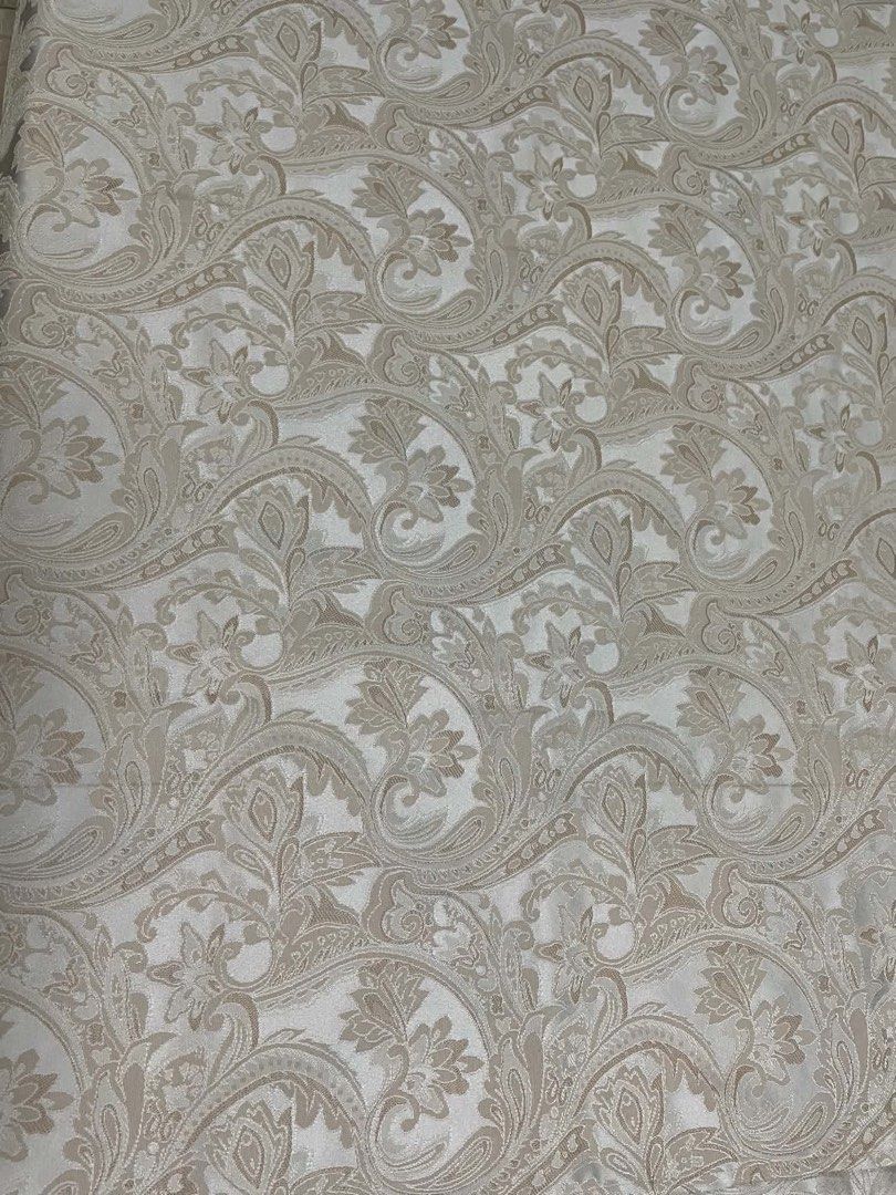 Jacquard Damask Tablecloth with an intricate Baroque floral scroll pattern (Category: Table Linen & Textiles) located in Quezon City. Submitted by meggoquingco (Listing ID 1462548360, Image 3). Description: - Jacquard Damask Tablecloth - Features an intricate Baroque floral scroll pattern - Dimensions: L-70 inches, W-51 1/2 inches.