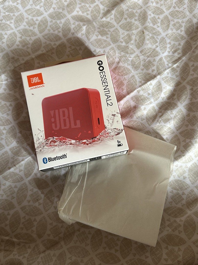 JBL GO ESSENTIAL 2 Portable Bluetooth Speaker Red (Category: Soundbars, Speakers & Amplifiers) located in Bacolod City. Submitted by kekey62419 (Listing ID 1462444878, Image 1). Description: - Red JBL GO ESSENTIAL 2 portable Bluetooth speaker - Grab and go design for ultimate portability - Waterproof and dustproof (IPX7 rated) - Enjoy up to 5 hours of playtime on a single charge - Comes in its original packaging - Ideal for listening to music on 
