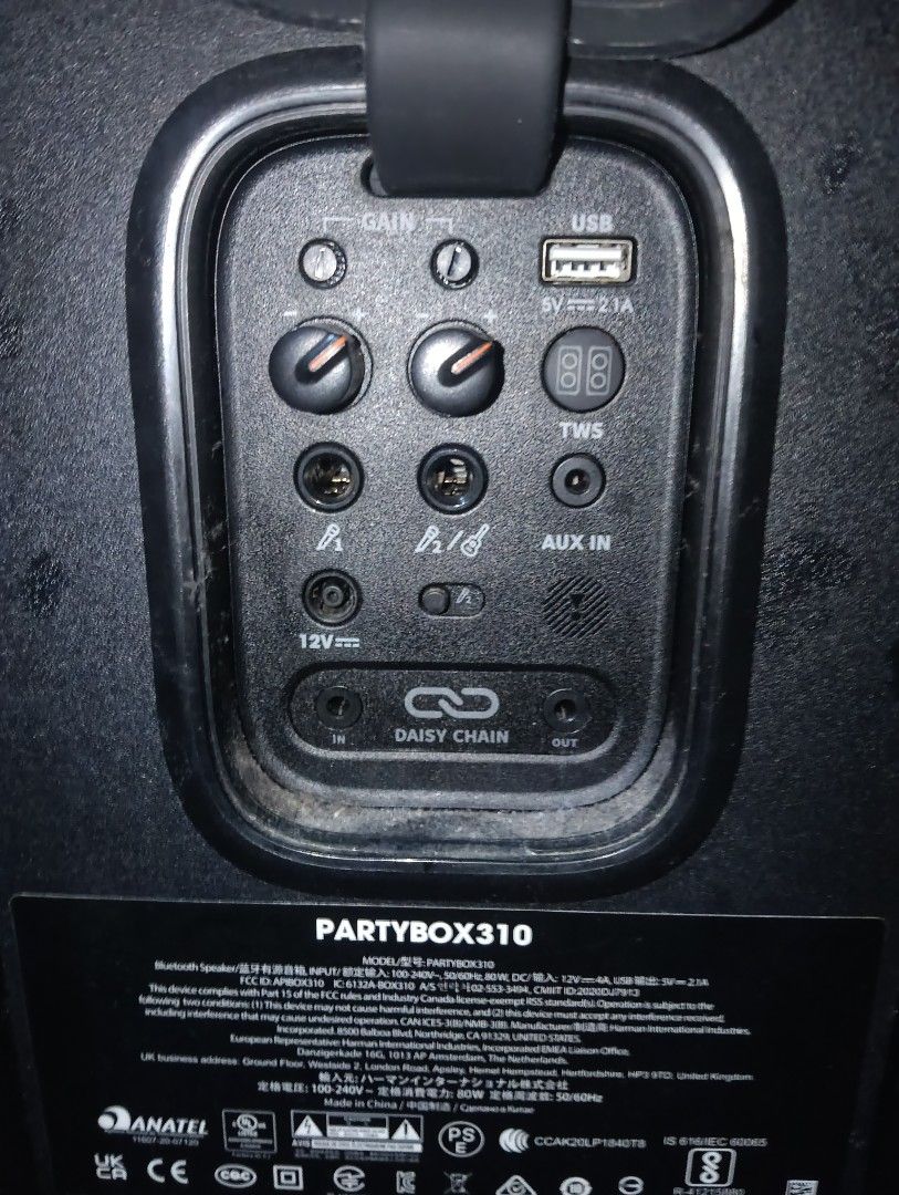 JBL Partybox 310 (Category: Soundbars, Speakers & Amplifiers) located in Manila. Submitted by calitotot (Listing ID 1462478085, Image 2). Description: JBL Partybox 310 open for swap sa ps5 with dust cover and 1 cable no box no issue medyo marumi lang kasi di nagagamit masyado test to sawa upon pickup.