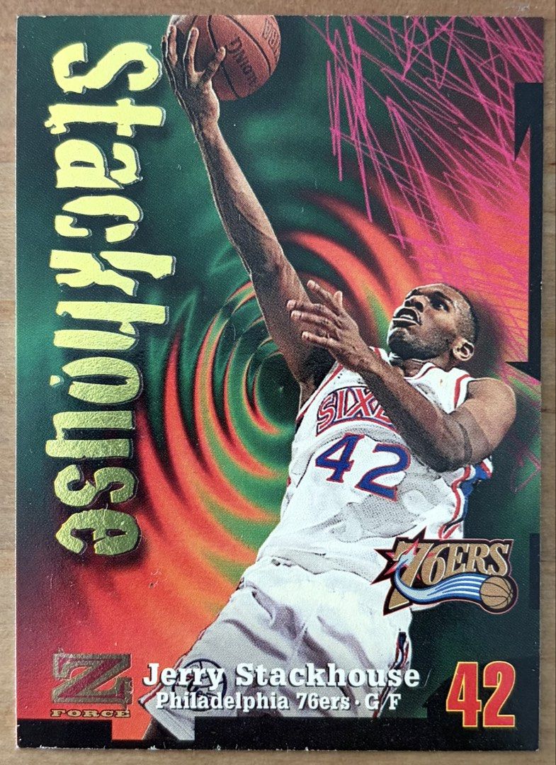 Jerry Stackhouse | NBA Cards ~ Z Force '97 - '98 (Category: Raw Singles) located in Makati City. Submitted by cardlab (Listing ID 1462617928, Image 1). Description: Items are 💯 authentic/original/legit. About The Card: • '97 - '98 SkyBox • Card No. 84 • Z Force FOR: • Cards ₱99 and below with Card Sleeves • Cards ₱100 and up with Used Toploader • ₱10 for Bnew Tops Packaging (If Shipping): ✔️ Plastic cover ✔️ Cardboard ✔️ Bubble wrap NOTE: • Card