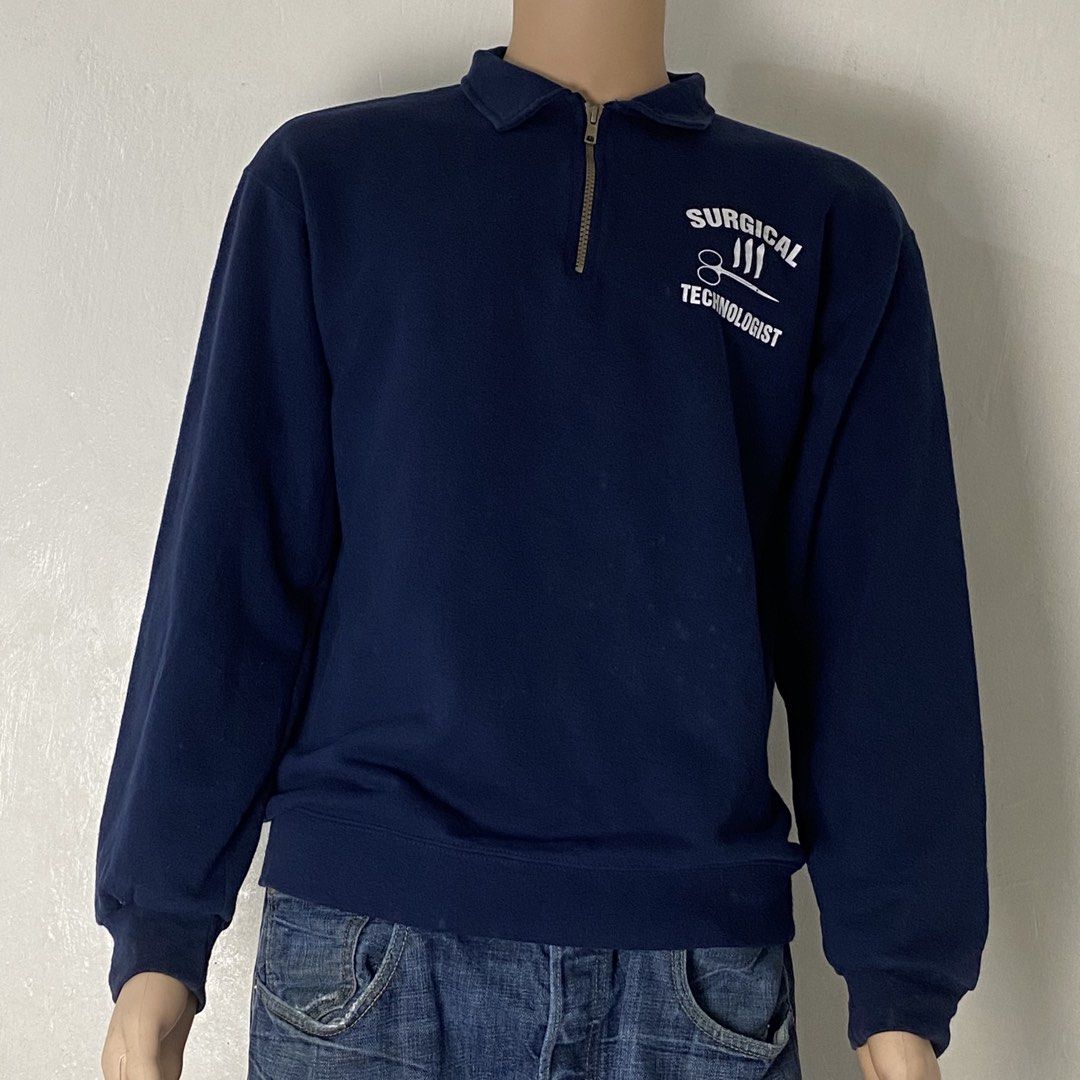 JERZEES 🧥| Deep Navy Blue Quarter-Zip Pullover Jacket (Category: Coats, Jackets and Outerwear) located in Bulacan. Submitted by orc.ph (Listing ID 1462576052, Image 3). Description: JERZEES 🧥| Deep Navy Blue Quarter-Zip Pullover Jacket Material Used: 50% Polyester 50% Cotton •Deep Navy Blue •Quarter-Zip •Mock Neck •Casual Wear •Baggy •No Pockets Size: L Width: 22.5 Length: 26 Used Condition. Minor Visible Issue. ISSUE: Washable Stains ⚠️ Note: 