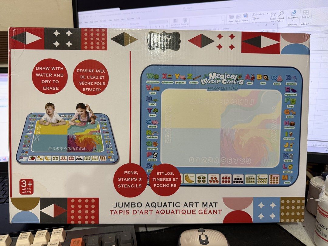 JUMBO AQUATIC ART MAT (Category: Art & Prints) located in Cavite. Submitted by xoxomhai (Listing ID 1462617281, Image 1). Description: ✨🎨 JUMBO AQUATIC ART MAT 🎨✨ Perfect for little artists who love to draw, learn & create! 🥰💕 🖍️ PRODUCT SPECS: 🎨 Jumbo-sized reusable art mat 💧 Draw with water — no ink or paint needed! ✨ Simply let it dry and the drawings disappear — ready to use again! 🔤 Features letters, numbers, colors & pictures for fu