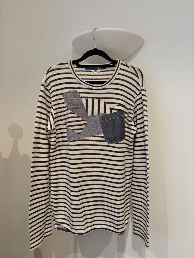 Junya Watanabe Patchwork Long Sleeve Shirt (Category: Tshirts & Polo Shirts ) located in Manila. Submitted by tomofengland (Listing ID 1462532179, Image 1). Description: - Junya COMME des GARÇONS striped long-sleeved shirt Small to Medium Measurements: 18 x 27.