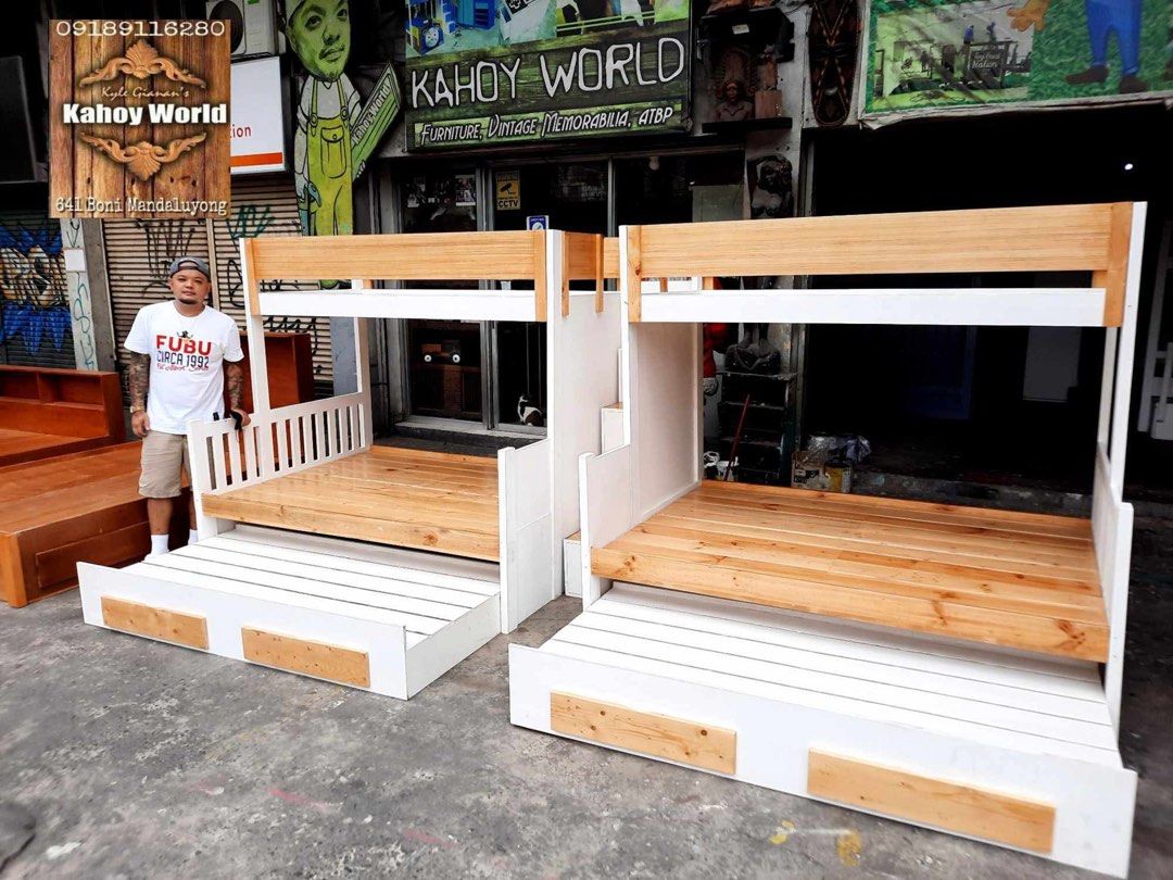 Kahoy World Double Deck (Category: Bed Frames & Mattresses) located in Manila. Submitted by paul_rivera04 (Listing ID 1462676578, Image 2). Description: Price may change depending on size and other features. PM me for orders and inquiries Double Deck Loft Bed Bed frame #kahoyworld #furniture #doubledeck #loftbed #bedframe #spacesaving.