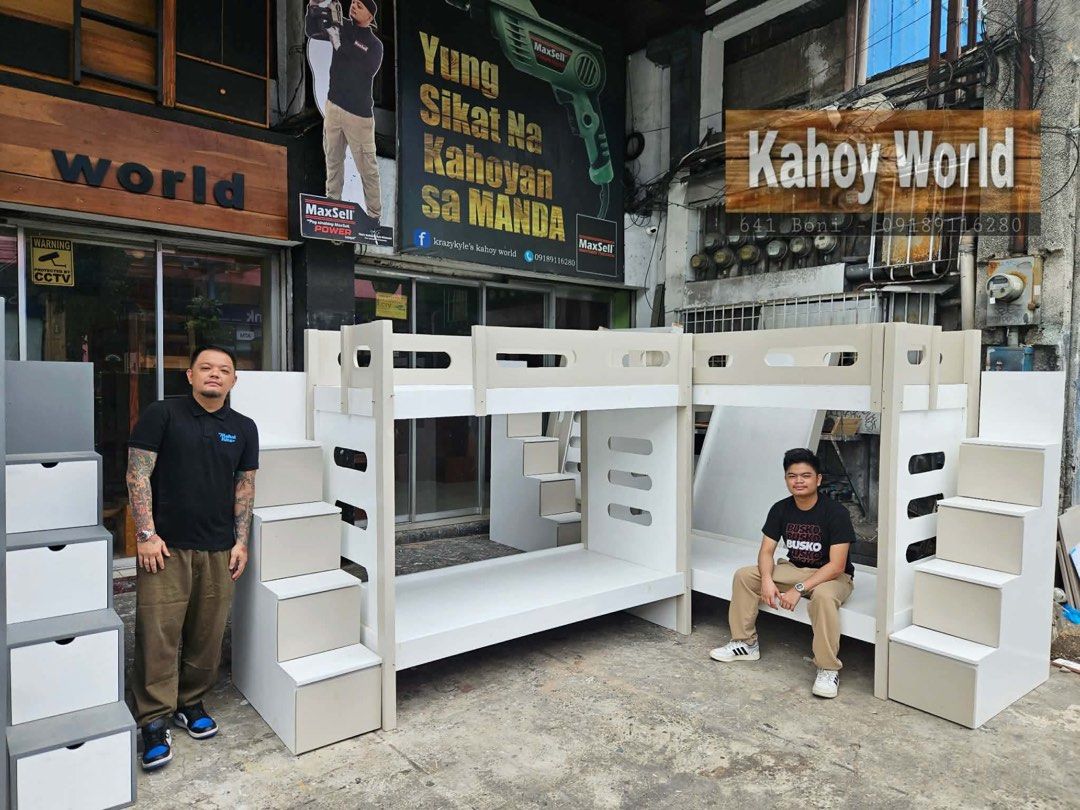 Kahoy World Double Deck (Category: Bed Frames & Mattresses) located in Manila. Submitted by paul_rivera04 (Listing ID 1462676578, Image 3). Description: Price may change depending on size and other features. PM me for orders and inquiries Double Deck Loft Bed Bed frame #kahoyworld #furniture #doubledeck #loftbed #bedframe #spacesaving.