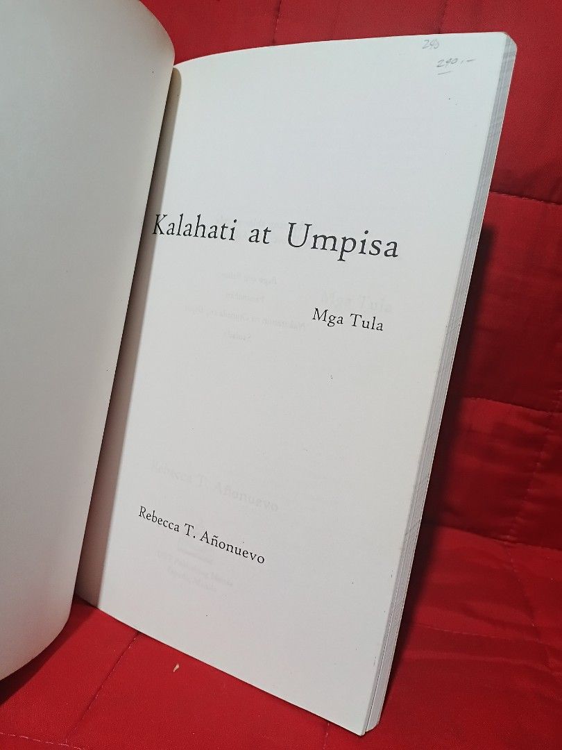 Kalahati at Umpisa (Category: Storybooks) located in Manila. Submitted by krishna_ayanami (Listing ID 1462639107, Image 2). Description: - Title: Kalahati at Umpisa - Author: Rebecca T. Añonuevo - Genre: Poetry (Mga Tula) - Features a unique cover art with a tree and moon motif. - Condition: Good, pre-loved. - Ideal for collectors of Filipino literature..
