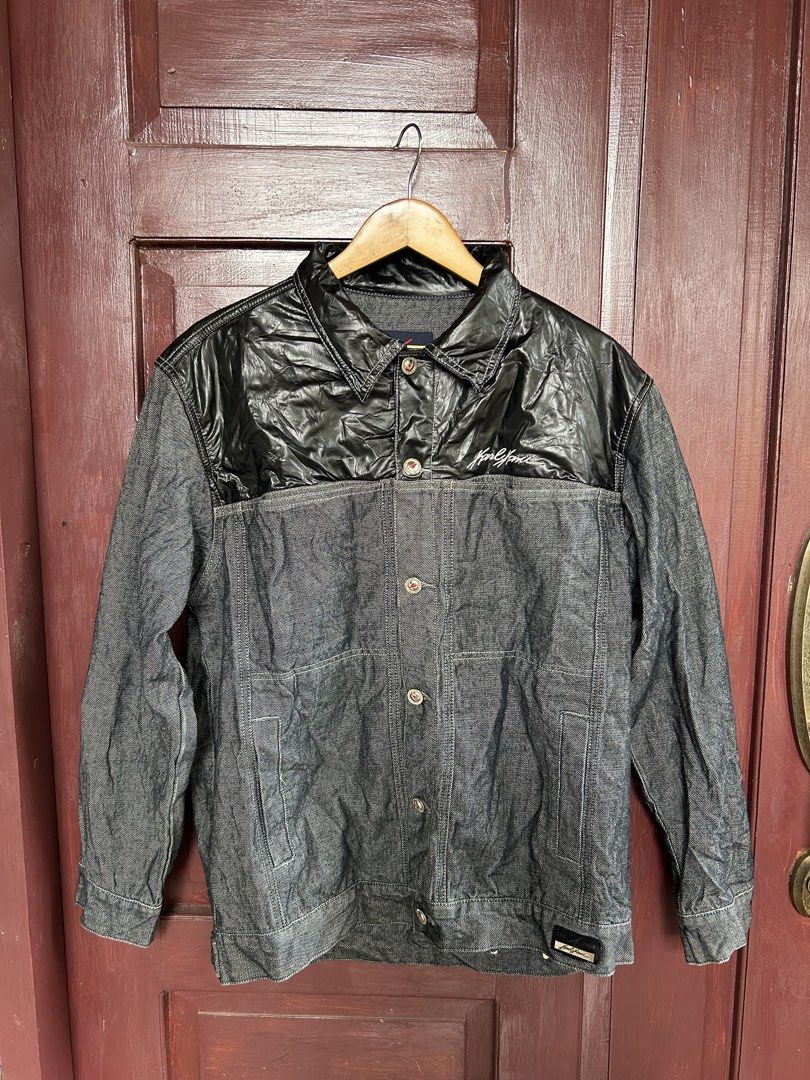Karl Kani Sculptured denim jacket (Category: Announcements) located in Caloocan City. Submitted by lux.05 (Listing ID 1462441934, Image 1). Description: Good asnew No issue Med to large May leather Ang Taas Authentic DM .