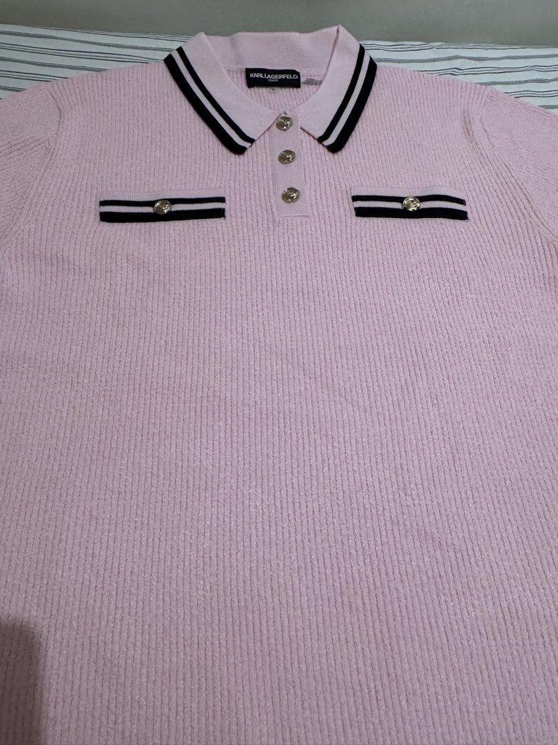 Karl Lagerfeld Polo Ribbed (Category: Announcements) located in Quezon City. Submitted by branded_jo (Listing ID 1462676244, Image 2). Description: Original Karl Lagerfeld polo ribbed Color pink Size Large Brand new with tag Bought in US Lalamove Ready.