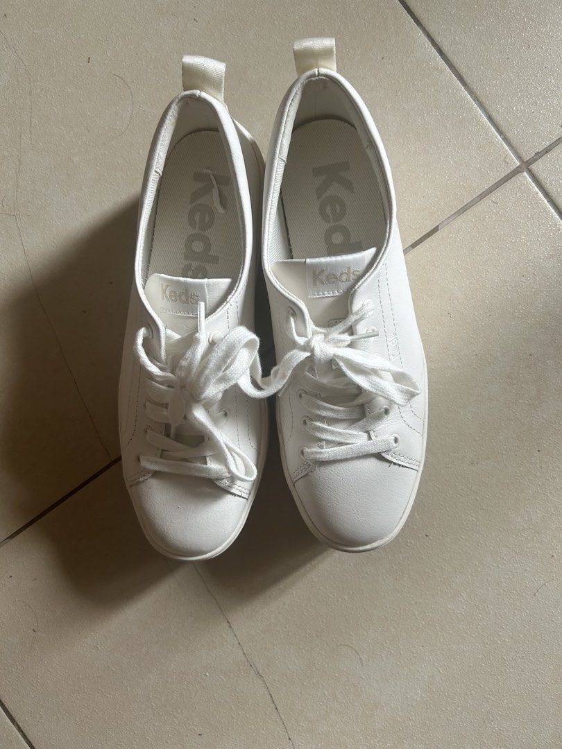 Keds White Platform Sneakers (Category: Sneakers) located in Los Banos. Submitted by kickslaguna (Listing ID 1462487196, Image 2). Description: Size 7 US Women Meetups can be done at One Ayala, Makati If Shipping, should be shouldered by the buyer.