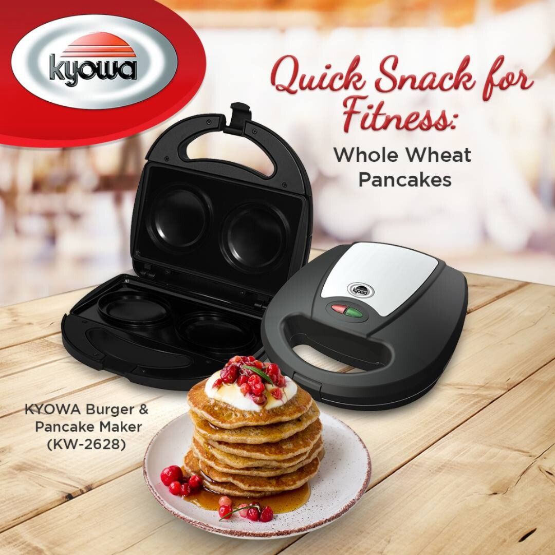 Kyowa KW-2628 Burger & Pancake Maker (Category: Cookware & Accessories) located in Quezon City. Submitted by mo.me (Listing ID 1462496432, Image 2). Description: Guilt-free snack? The Kyowa Burger and Pancake Flying Saucer Maker makes it easy to prepare homemade pancakes. Features & Benefits • Burger and pancake maker • Non-stick Burger and Pancake Plates • Prepares 2 pancake at once • Power ready indicator light • Heat resistant handle • Bakelit