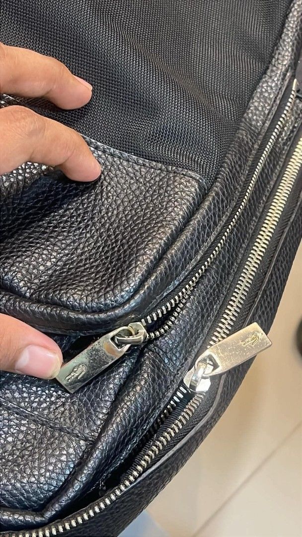 Lacoste Black Leather & Nylon Backpack (Category: Backpacks) located in Manila. Submitted by louiefinds26 (Listing ID 1462605062, Image 2). Description: Lacoste authentic Leather Newly Arrival .