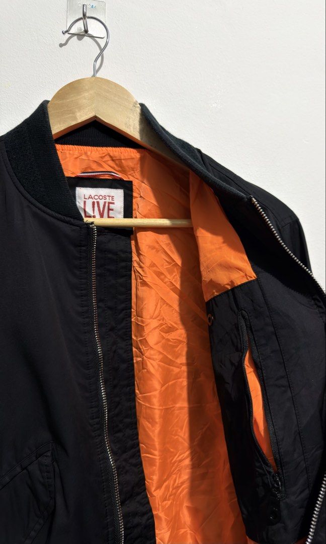 Lacoste Live MA-1 Bomber Jacket 💯 Authentic (Category: Coats, Jackets and Outerwear) located in Los Banos. Submitted by davidabeg15504 (Listing ID 1462599129, Image 3). Description: Size 48 Condition: Excellent Condition Width: 21 Length: 26 Price: 2980 Freeshipping 📥.