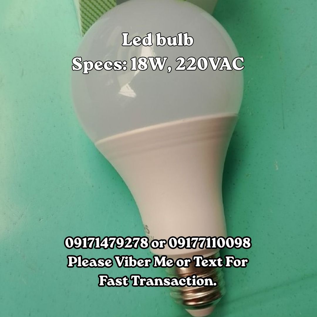Led bulb Specs: 18W, 220VAC (Category: Home Improvement Tools & Accessories) located in Manila. Submitted by 09171479278_elsie. (Listing ID 1462456151, Image 1). Description: Led bulb Specs: 18W, 220VAC .