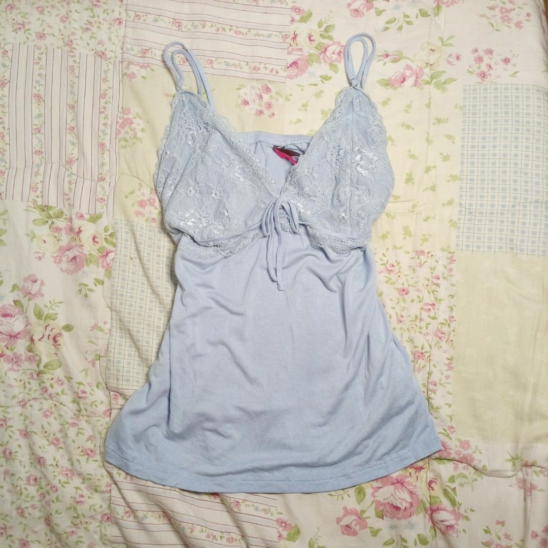 Light Blue Lace Trim Camisole Top (Category: Sleeveless) located in Manila. Submitted by waldorf.thrifted (Listing ID 1462456448, Image 1). Description: 🪽 good condition s-m.