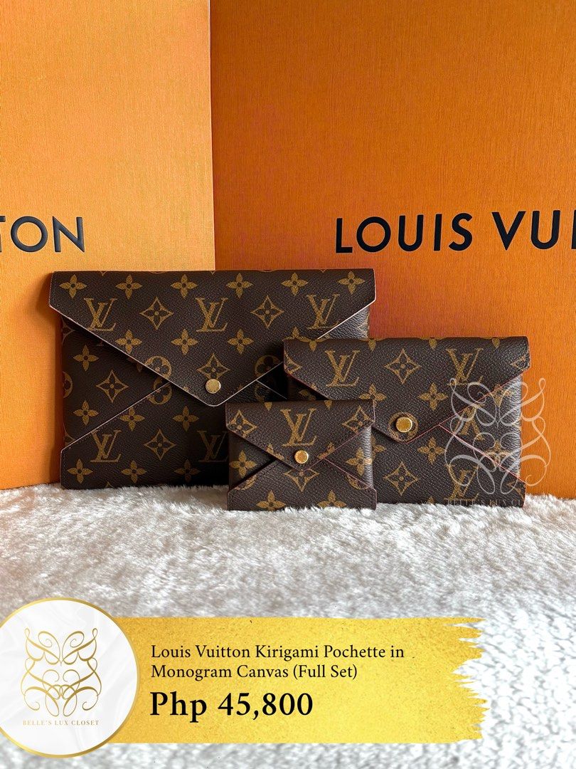 Louis Vuitton Kirigami Pochette in Monogram Canvas (Category: Luxury Bags & Wallets) located in Paranaque City. Submitted by belles_lux_closet (Listing ID 1462555721, Image 1). Description: AUTHENTIC KIRIGAMI POCHETTE IN MONOGRAM CANVAS (Full Set) ✅ 100% Guaranteed Authentic ✅ Excellent Condition, Rank A ✅ Comes with small, medium, de large pouches, dust bag; and box! ✅ Legit seller ✅ Selling for onlt Php 45,800! ✅ All items are on-hand and avail
