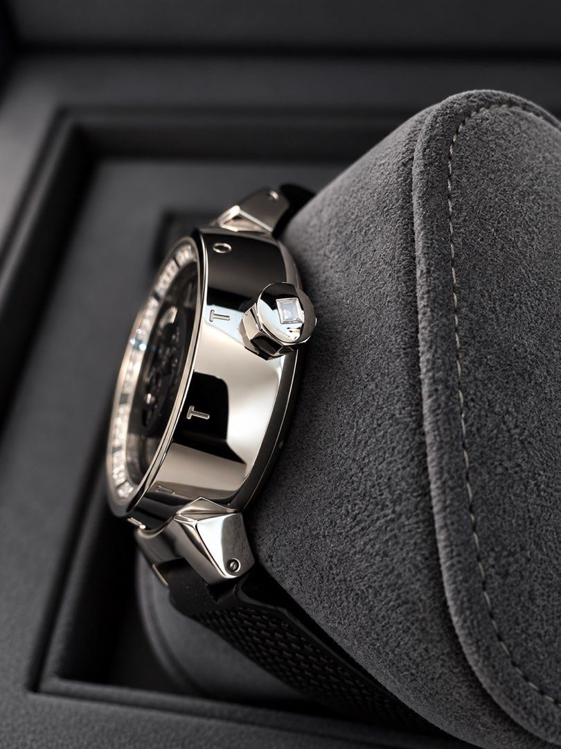 Louis Vuitton Tambour Spin Time Regatta Watch (Category: Luxury Watches) located in Makati City. Submitted by dee_online888 (Listing ID 1462474770, Image 2). Description: - Louis Vuitton Tambour Spin Time Regatta - Black dial with diamond bezel - Automatic movement - Includes original box and papers - Unique timepiece for collectors 20m php asking price .
