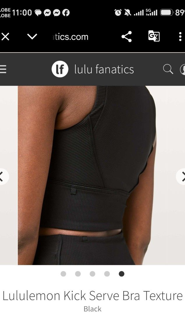 Lululemon Kick Serve Bra Texture Black (Category: Activewear) located in Santa Rosa. Submitted by RRRR0520 (Listing ID 1462630388, Image 3). Description: - Black Lululemon sports bra - Ribbed texture all over - Cropped style - Racerback design - Comfortable and supportive - Perfect for workouts or layering.