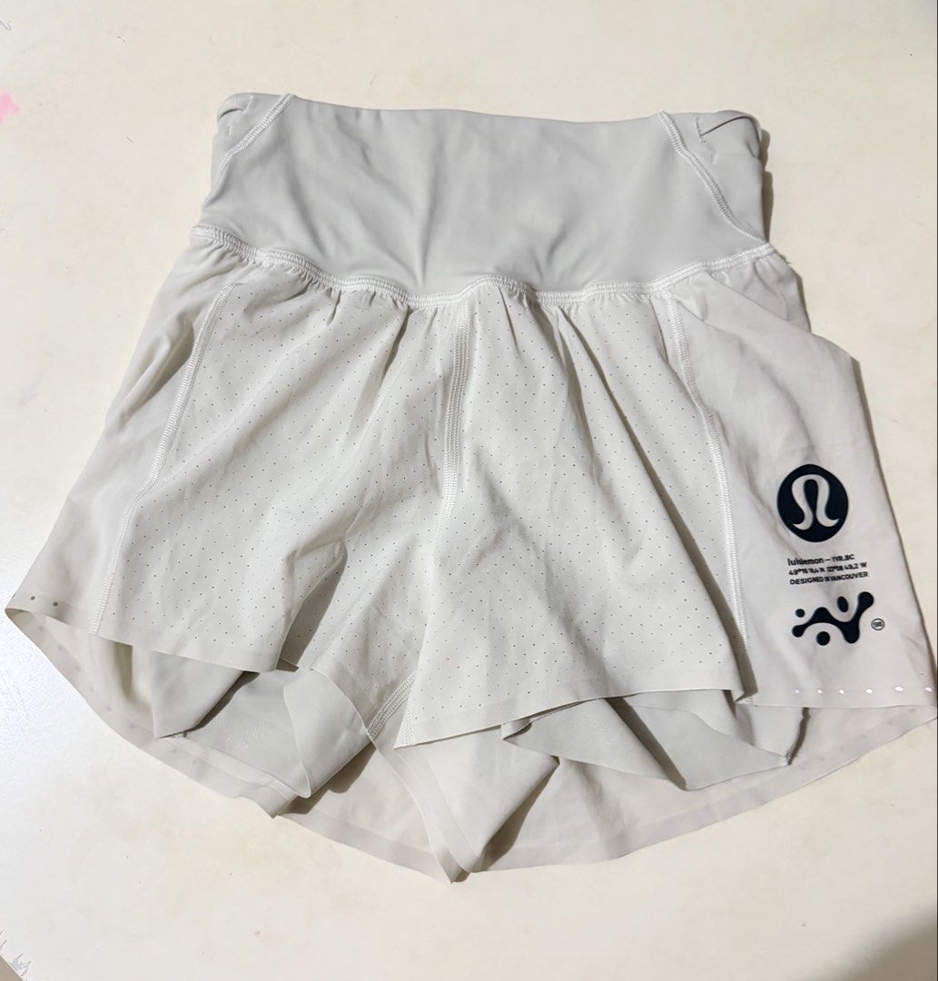 Lululemon Speed Up Shorts Size 2 Light Grey (Category: Activewear) located in Manila. Submitted by jazzyminey (Listing ID 1462604990, Image 1). Description: - Lululemon Speed Up Shorts - Color: Light Grey - Size: 2 - Material: Recycled Polyester and Lycra - Features: Back zippered pocket, perforated front details, reflective hem details - Ideal for: Running, training.
