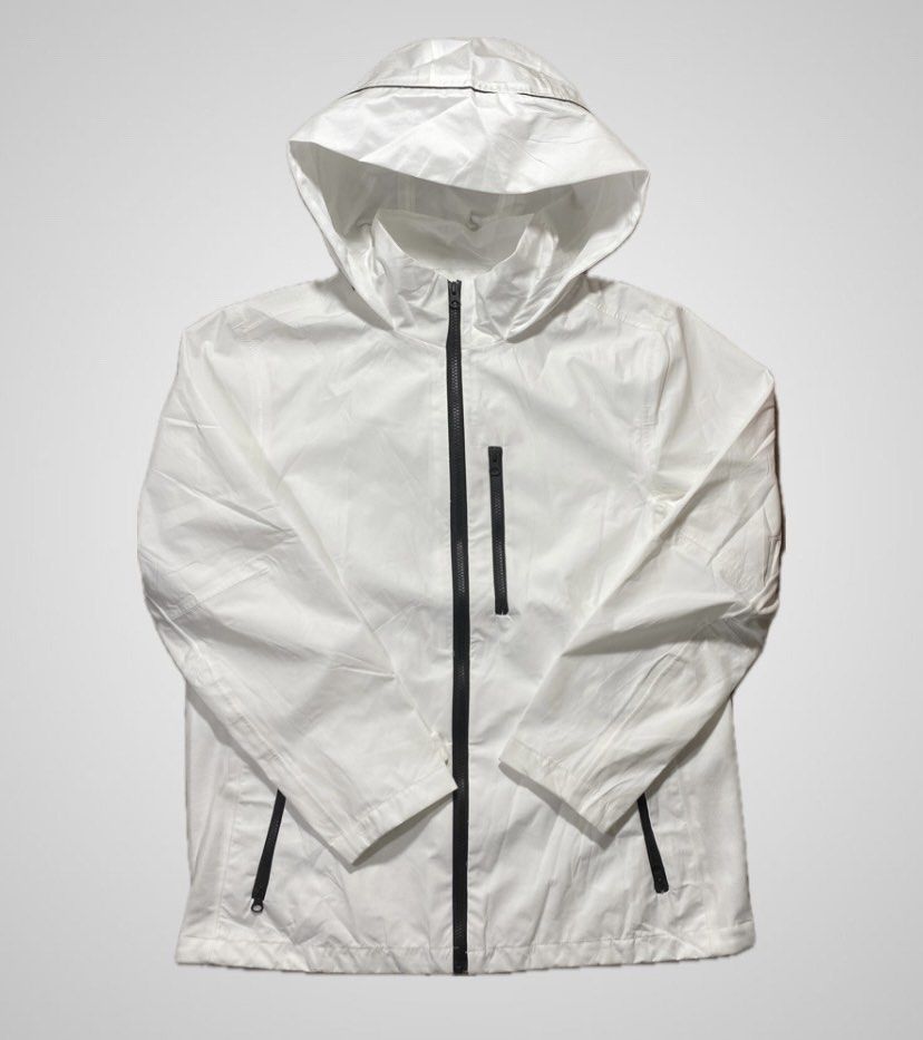 Waterproof Hooded Windbreaker Hiking Jacket (Category: Coats, Jackets and Outerwear) located in Nasipit. Submitted by yopey (Listing ID 1462643940, Image 1). Description: Magictex White 100% Polypropylene Lightweight Waterproof Hooded Windbreaker Hiking Jacket Size: L Dimes: 23x29 Condition: Excellent like new Price: 850 shipped.