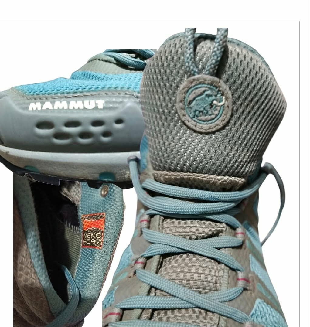 Mammut Gore-Tex Mid Hiking Boots (Category: Boots) located in Paranaque City. Submitted by calm_youngstore7 (Listing ID 1462547058, Image 3). Description: - Brand: Mammut - Type: Mid-cut Hiking Boots - Waterproofing: Gore-Tex - Upper: Breathable Mesh - Insole: Memo Foam for Comfort - Sole: Durable Grip - Ideal for: Trails and Outdoor Adventures Mammut T Aenergy Mid GTX Mammut T Aenergy Mid GORE-TEX Hiking Boots in a distinct teal blue and gray co