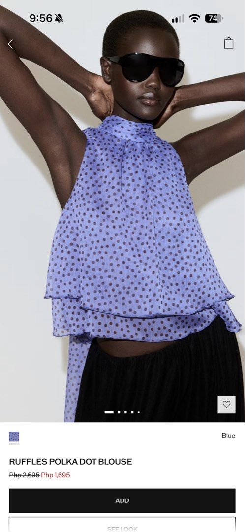 MANGO Ruffles Polka Dot Blouse Blue (Category: Blouses) located in Bocaue. Submitted by lilshopppp (Listing ID 1462615136, Image 1). Description: .