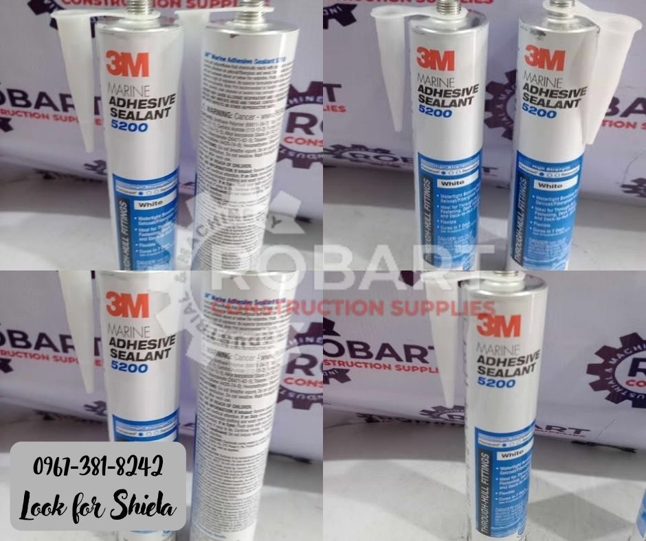Marine Adhesive Sealant (Category: Construction Tools & Equipment) located in Manila. Submitted by robartconst1113 (Listing ID 1462555356, Image 1). Description: Marine Adhesive Sealant Brand: 3m Model: 5200 Color: WHITE 𝑹𝑶𝑩𝑨𝑹𝑻 𝑪𝑶𝑵𝑺𝑻𝑹𝑼𝑪𝑻𝑰𝑶𝑵 𝑺𝑼𝑷𝑷𝑳𝑰𝑬𝑺 Office Address: 1405 Yuseco St. Sta Cruz Manila SEND US MESSAGE FOR INQUIRIES ‼️ ‼️ Call: 096****** / 096****** Vibr - (096******) Landline: (𝟩𝟩𝟦𝟨-𝟨𝟤𝟦𝟪) / (𝟩𝟢𝟢𝟤-�
