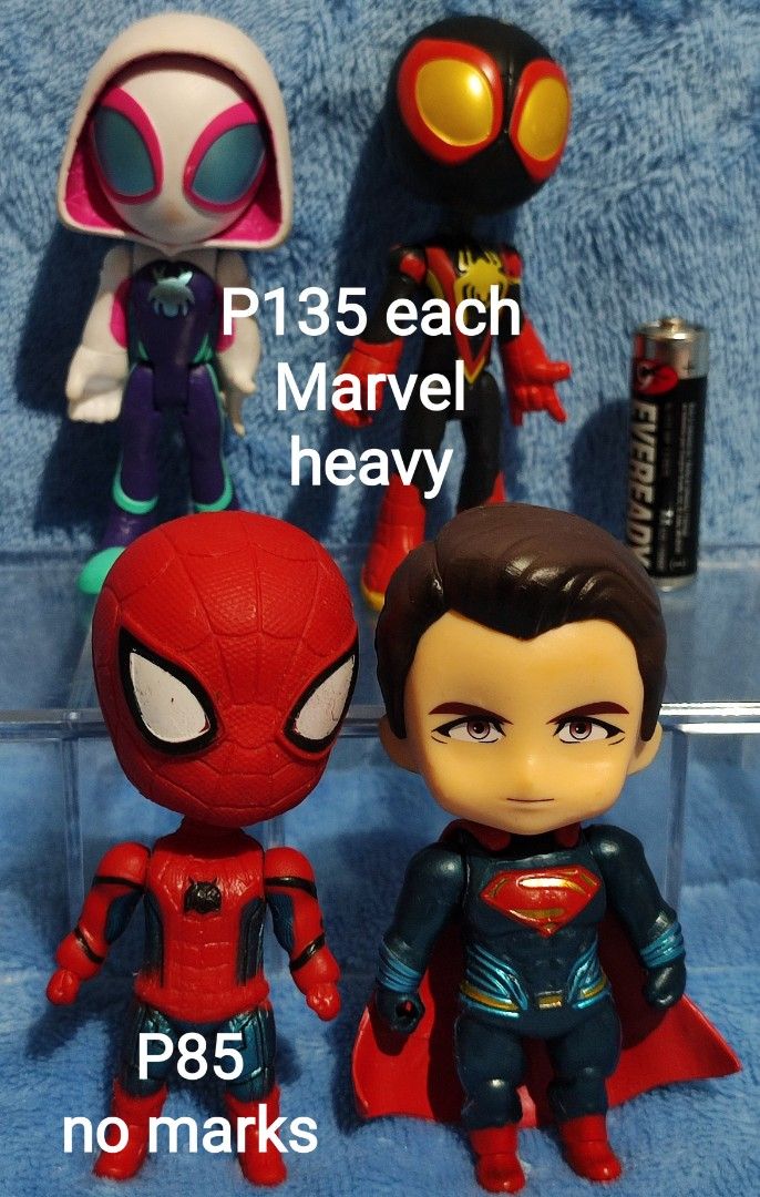 Marvel & DC Action Figures - Various Characters (Category: Figurines & Statues) located in Baguio. Submitted by abigailmyra (Listing ID 1462510179, Image 3). Description: - Marvel & DC Action Figures Available - Includes: Miles Morales Spider-Man, Captain America, Black Panther, Captain Marvel, Hobgoblin, Nendoroid Superman - Prices vary P80-P135 check photos for individual pricing. - most are heavy loc:Baguio-CAR.