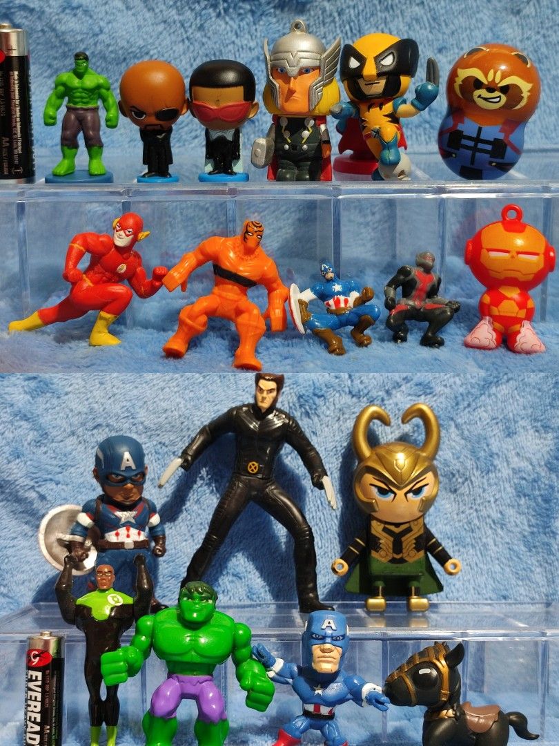 Marvel & DC Action Figures - Various Characters (Category: Figurines & Statues) located in Baguio. Submitted by abigailmyra (Listing ID 1462512683, Image 1). Description: - Collection of Marvel & DC action figures - Featuring popular characters like Hulk, Captain America, Iron Man, Thor, Flash, Sugar and others - Includes both chibi and standard figure styles - Ideal for collectors and fans of superheroes -P10-P48 details are in the photos loc:Ba