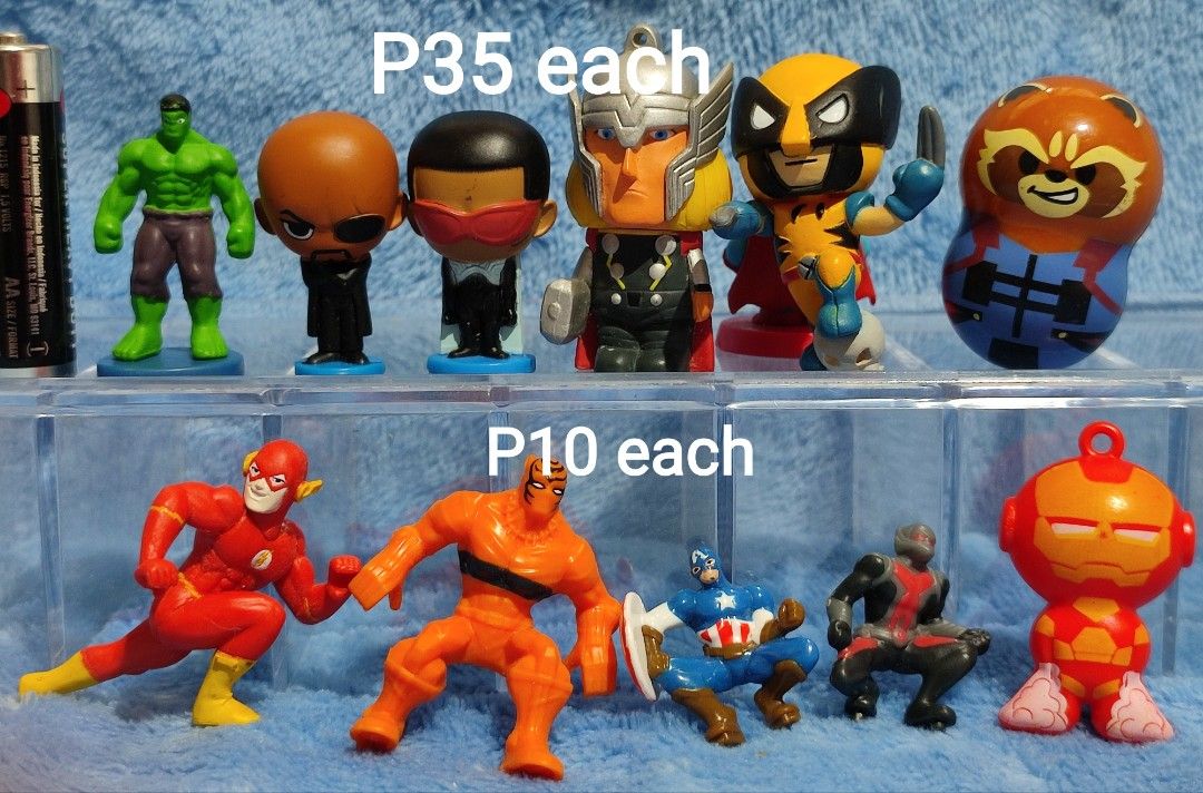 Marvel & DC Action Figures - Various Characters (Category: Figurines & Statues) located in Baguio. Submitted by abigailmyra (Listing ID 1462512683, Image 3). Description: - Collection of Marvel & DC action figures - Featuring popular characters like Hulk, Captain America, Iron Man, Thor, Flash, Sugar and others - Includes both chibi and standard figure styles - Ideal for collectors and fans of superheroes -P10-P48 details are in the photos loc:Ba