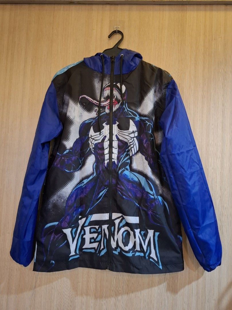 Marvel Spider-Man Venom Windbreaker Jacket (Category: Coats, Jackets and Outerwear) located in Rizal. Submitted by mirisica (Listing ID 1462567931, Image 1). Description: - Cool Venom graphic jacket - Blue sleeves and hood - Full zip front - Perfect for Marvel fans - Size: S - Made in China.