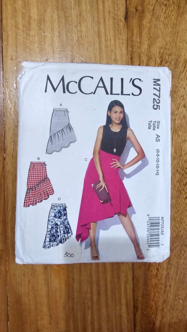 McCall's M7725 Skirt Sewing Pattern Sizes 6-22 (Category: Craft Supplies & Tools) located in Quezon. Submitted by cgmhe (Listing ID 1462512130, Image 1). Description: - McCall's sewing pattern M7725 - For misses' skirts - Style options: A-line, ruffled, and flounce skirts - Features invisible side zipper - Available in sizes 6 through 22 - Perfect for creating custom skirts.