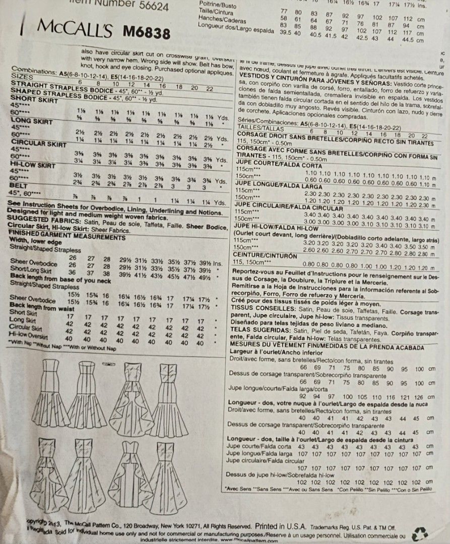 Mccalls Mix a s Match Gown Sewing Pattern (Category: Craft Supplies & Tools) located in Quezon. Submitted by cgmhe (Listing ID 1462515460, Image 2). Description: the pattern is good as new but the envelope has signs of use. .