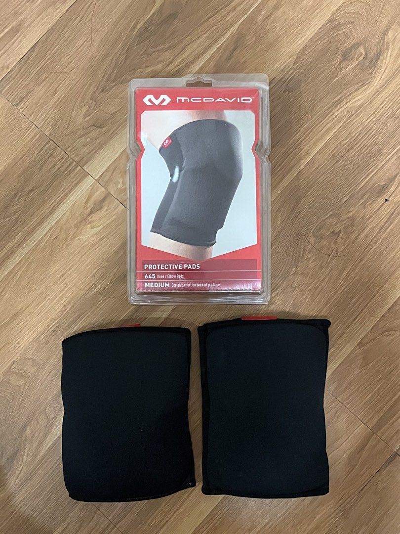 MCDAVID Protective Pads (Category: Racket and Ball Sports) located in San Fernando. Submitted by nathan_pasahol (Listing ID 1462588474, Image 2). Description: - Brand: McDavid - Model: 645 Protective Pads - Size: Medium - Color: Black - Use: Knee or Elbow protection - Condition: Good (5/5) - Features: Provides cushioning and support.