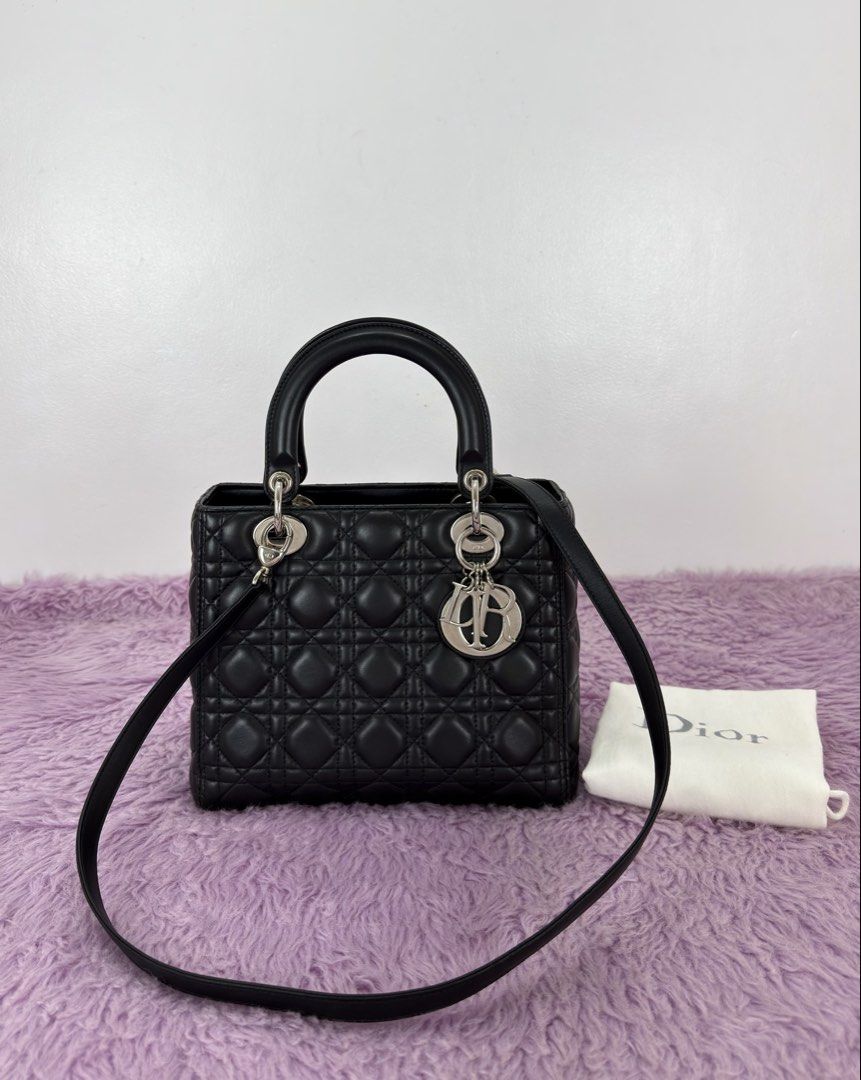 Medium Lady Dior Cannage Lambskin (Category: Luxury Bags & Wallets) located in Manila. Submitted by luxuryprelovedbagsby_by_agnes (Listing ID 1462495926, Image 1). Description: Medium Lady Dior Cannage Lambskin Php 140,000 415K SRP Excellent Condition Dimensions: 23cm x 19cm x 12cm.