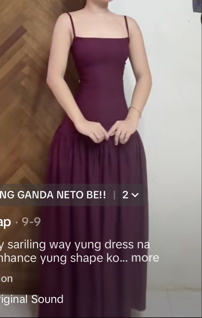 Meraki Vivienne Dress (Category: Dresses) located in Pasig City. Submitted by g_decluttering (Listing ID 1462610105, Image 3). Description: Rfs: Impulsive buying; I realized wala akong paggagamitan Unused, just washed Photos were grabbed from their tiktok shop Color is wine red Size is XS-M I’m 34-26-36, 5’4 and the dress fits just right on me Shipping via Lalamove.
